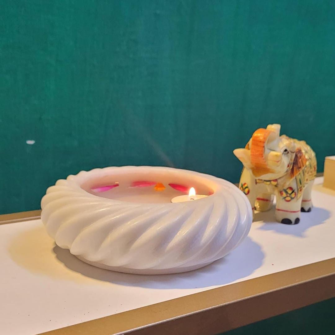 marble spiral design 6" urli for fruits/home décor/gift item/snacks